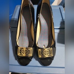 ISOLA open toe patent heels- Black 9.5M